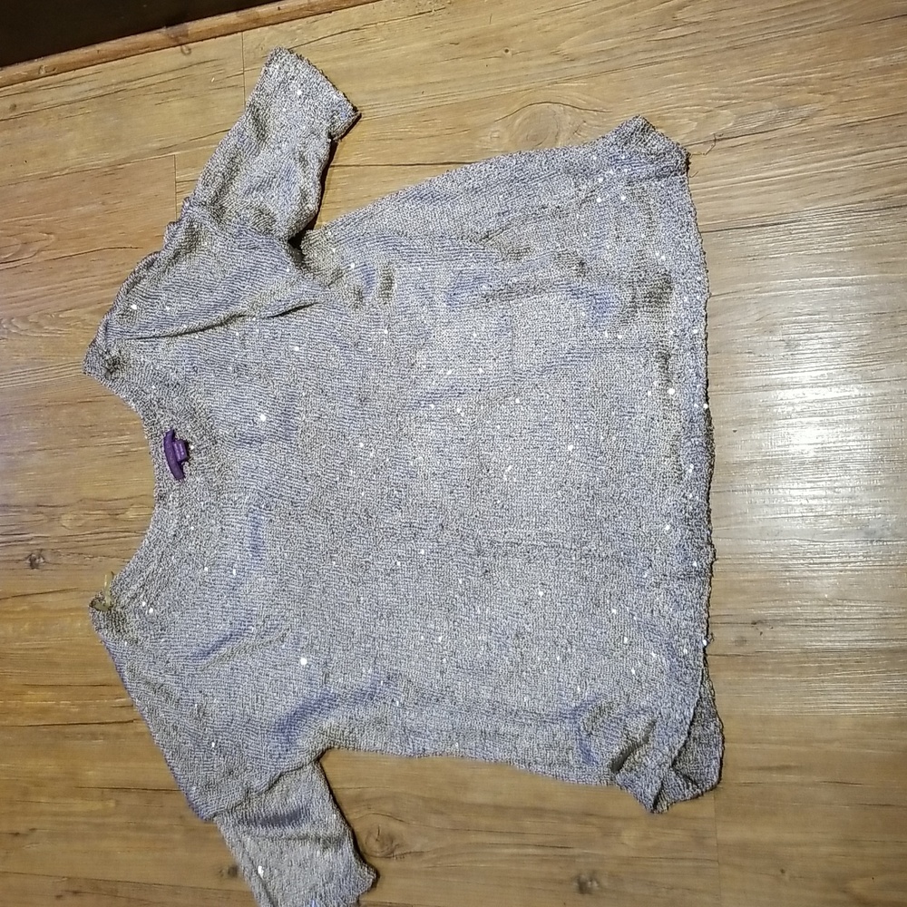 Beverly Drive sequined sweater champagne colored sz 16-18W